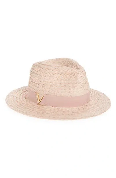 Vince Camuto Lala Metallic Panama Hat In Blush