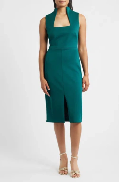 Vince Camuto Laser Cut Scuba Crepe Sheath Dress In Green