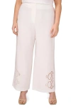 Vince Camuto Lattice Inset High Waist Wide Leg Pants In Ultra White