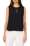 Vince Camuto Lattice Inset Keyhole Back Sleeveless Top In Black