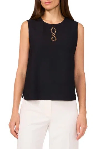 VINCE CAMUTO VINCE CAMUTO LATTICE INSET KEYHOLE BACK SLEEVELESS TOP