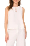Vince Camuto Lattice Inset Keyhole Back Sleeveless Top In Ultra White