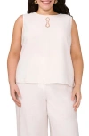 Vince Camuto Plus Size Embroidered Crewneck Sleeveless Top In Ultra White