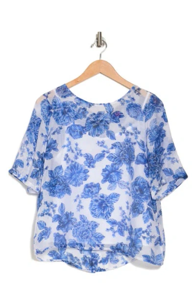 Vince Camuto Lawn Floral Top In Lucent White