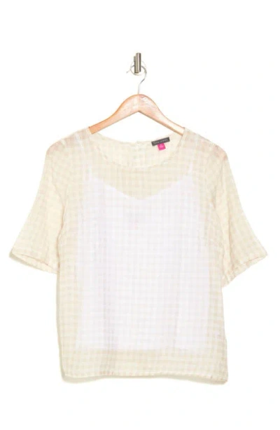 Vince Camuto Lawn Gingham Top In White