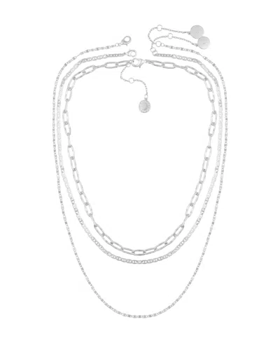 Vince Camuto Layered Chain Necklace Trio Set In Silver