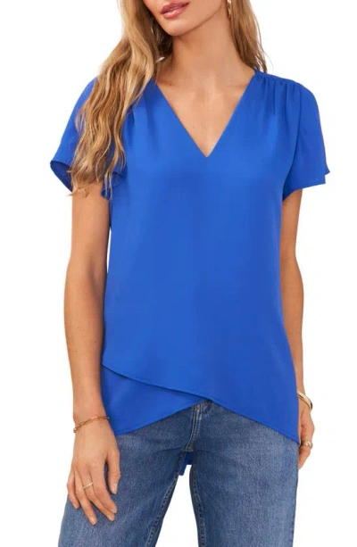 Vince Camuto Layered Hem Crossover Top In Sapphire Sky