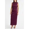 Vince Camuto Leaf Jacquard Cowl Neck Sheath Dress In Burgundy