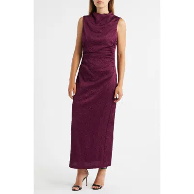 Vince Camuto Leaf Jacquard Cowl Neck Sheath Dress In Burgundy