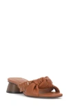 Vince Camuto Leana Knotted Slip-on Block-heel Sandals In Dark Golden Walnut