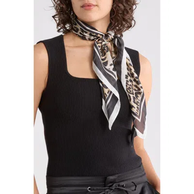 Vince Camuto Leopard Border Square Scarf In Brown