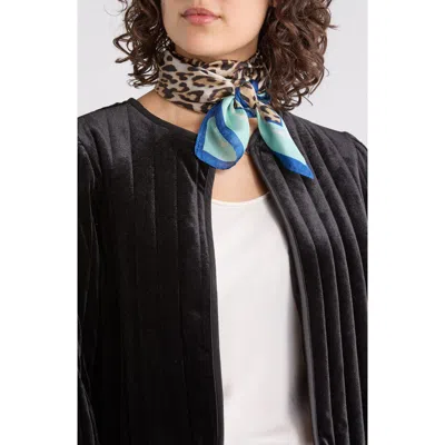 Vince Camuto Leopard Border Square Scarf In Blue