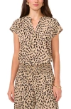 Vince Camuto Leopard Print Georgette Top In Khaki Haze