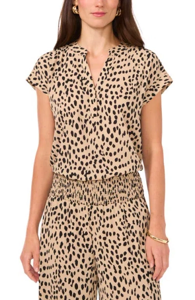 Vince Camuto Leopard Print Georgette Top In Khaki Haze