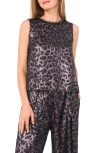 Vince Camuto Leopard Print Satin Tank In Black