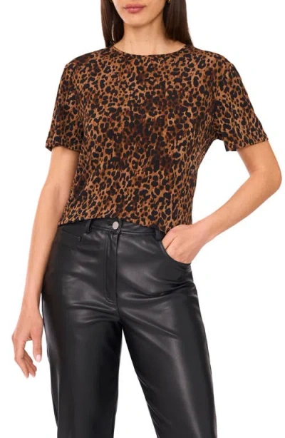 Vince Camuto Leopard Print Short Sleeve Top In Animal Print