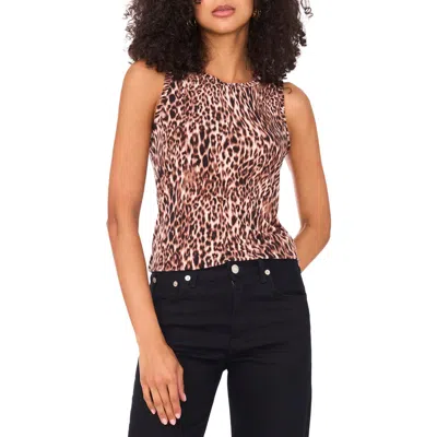 Vince Camuto Leopard Print Sleeveless Shell In Multi