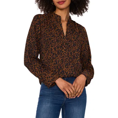 Vince Camuto Leopard Print V-neck Top In Animal Print