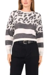 Vince Camuto Leopard Stripe Jacquard Sweater In Multi