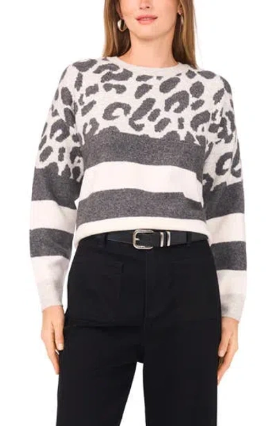 Vince Camuto Leopard Stripe Jacquard Sweater In Multi
