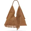 Vince Camuto Liann Suede Hobo Bag In Beige