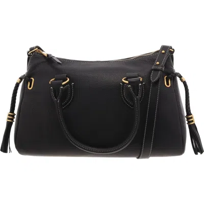 Vince Camuto Liann Womens Pebbled Leather Satchel Handbag In Black