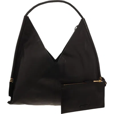 Vince Camuto Liann Womens Tassel Leather Hobo Handbag In Black