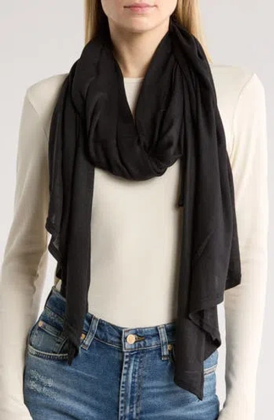Vince Camuto Lightweight Rib Knit Scarf In Black