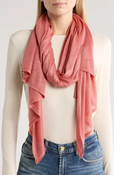 Vince Camuto Lightweight Rib Knit Scarf In Brown