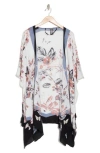 Vince Camuto Lily Botanical Ruana In Black Neutral
