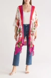 Vince Camuto Lily Botanical Ruana In Magenta