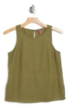 Vince Camuto Linen Blend Keyhole Tank In Loden Green