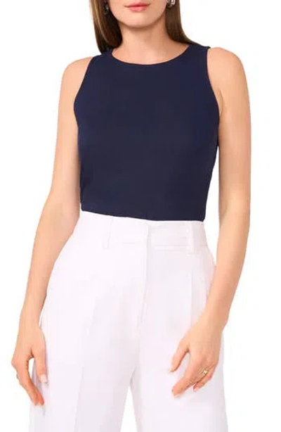 Vince Camuto Linen Blend Keyhole Tank In Marine Blue