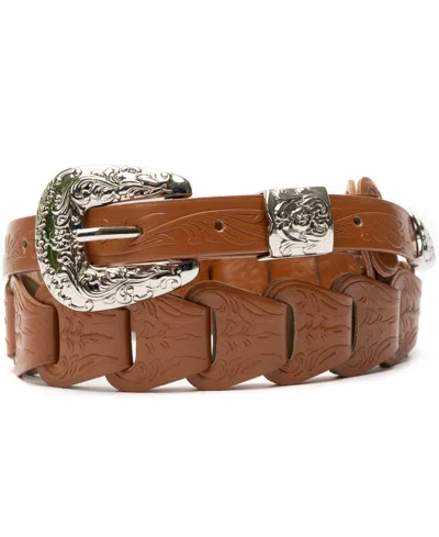 Vince Camuto Linked Western Pant Belt In Brown