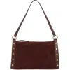 Vince Camuto Lisha Studded Leather Shoulder Bag In Brown