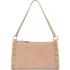 Vince Camuto Lisha Studded Leather Shoulder Bag In Neutral