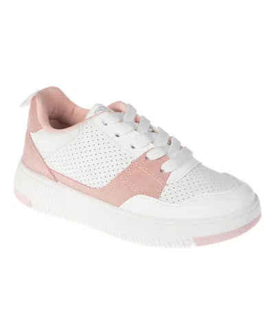 Vince Camuto Kids' Little And Big Girls Perforated Court Sneaker In White Mult