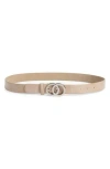 Vince Camuto Logo O-ring Buckle Belt In Taupe