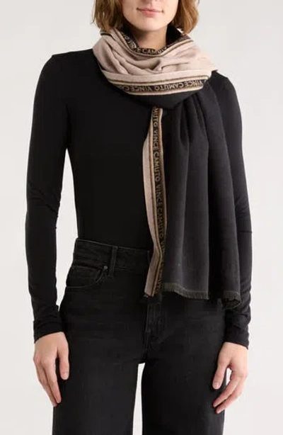 Vince Camuto Logo Reversible Wrap Scarf In Neutral