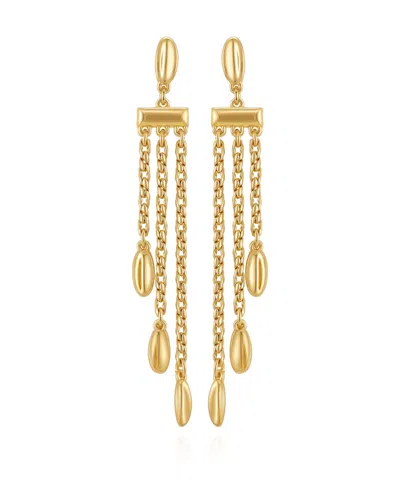 Vince Camuto Long Gold Tone Chain Tassel Earrings