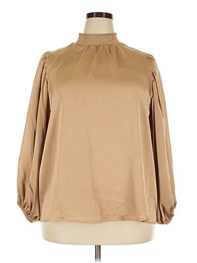 Pre-owned Vince Camuto Long Sleeve Blouse In Tan