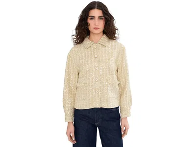 Vince Camuto Long Sleeve Button-down Tweed Jacket In Neutral