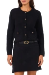 Vince Camuto Long Sleeve Cardigan With Patch Pockets In Black