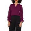 Vince Camuto Long Sleeve Chiffon Top In Purple