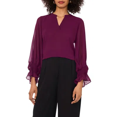 Vince Camuto Long Sleeve Chiffon Top In Purple