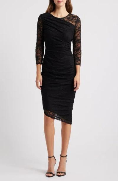 Vince Camuto Long Sleeve Lace Body-con Dress In Blk