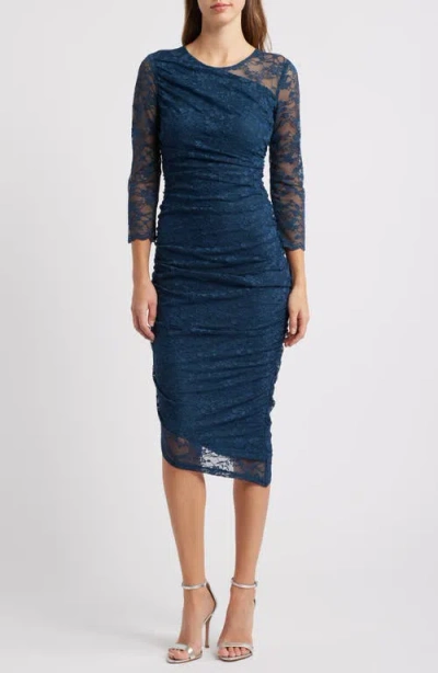 Vince Camuto Long Sleeve Lace Body-con Dress In Peacock