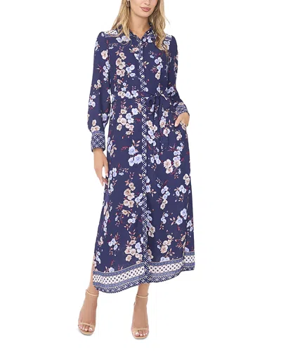 Vince Camuto Long Sleeve Maxi Shirt Dress In Blue
