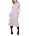 Vince Camuto Metallic Exposed Center Seam Long Sleeve Midi Sweater Dress In Gray