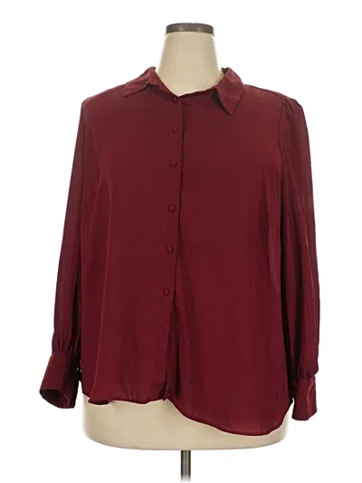 Pre-owned Vince Camuto Long Sleeve Polo Shirt In Burgundy